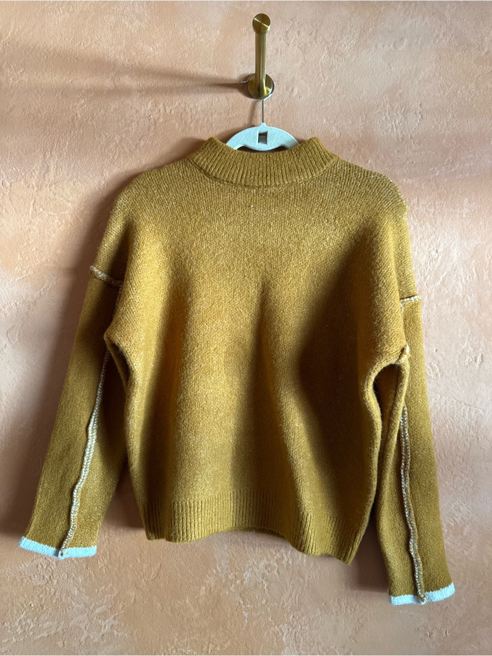 Wonderly NWT Indian Gold Raw Edge Mock Neck Sweater Size S